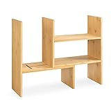 Navaris Estantería pequeña de bambú - Organizador con baldas para escritorio cocina oficina baño habitación - Mueble para colocar accesorios
