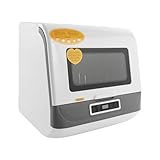 Mini lavavajillas de mesa, lavavajillas portátil con 3 programas/depósito de agua de 5 litros/dispositivo de pulverización de 360°/control táctil, mesa lavavajillas con/sin conexión de agua para