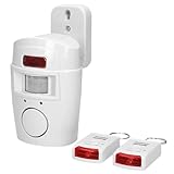 Virone AS-1 Alarmas para Casa con Detector de Movimiento - Mini Alarma Inalámbrica con Sirena Incorporada - Funciona con Pilas - 2 Mandos a Distancia