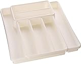 Rotho Domino, Cubertero con 7 compartimentos, Plástico PP sin BPA, blanco, 39.7 x 34.1 x 5.1 cm