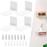 MININUSI 4 Pcs Baldas de Pared para Libros Blancas Estanteria Libros Invisible Pared Baldas Flotantes Blancas Pared Estanteria Libros Pared Flotante Repisa de Pared para Libros, Carga:13.5KG, Blanco