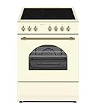 COCINA VITROCERÁMICA CREMA XL CON HORNO ELECTRICO 60 CM ANCHO SOLTHERMIC CREMA RÚSTICA ACABADOS DORADOS/, 4 FUEGOS/HORNO ELECTRICO