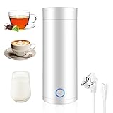 Hervidor Agua Electrico, CJBIN 400ML Hervidor Eléctrico de Viaje Portátil, 3 en 1 Tetera Electrica con Cable de Energía, Hervidor de Agua Pequeño de Viaje para Té, Leche, Café (Blanco)