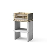 MAESTRO FERRETERO MOVELAR - Barbacoa de Obra Prefabricada de Leña y Carbón Modelo Zon Short Deluxe (Gris, Ladrillo Refractario - 62 x 46 x 107 cm) Ref: M00210 - Cocina de Exterior para Jardín o Patio