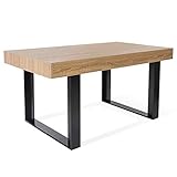 IDMarket Phoenix - Mesa de comedor rectangular para 6 personas, madera y negro, 160 cm