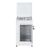 Svan Cocina de Gas Butano Blanco SKG3500PB. 3 Zonas de Cocinado, Quemador WOK triple llama, Compartimento Bombona, Kit Conversión Gas Natural, Acabado en Esmalte Blanco