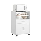 SoBuy Mueble Auxiliar de Cocina Aparador Auxiliar Bajo de Cocina para Microondas con 2 Puertas y 1 Cajón L59 cm x P40 cm x H92 cm FSB09-W ES