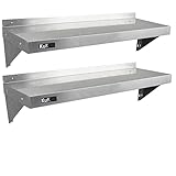 KuKoo - 2 Estantes de Pared 125cm x 30cm de Acero Inoxidable para Café, Bar y Restaurante Estante Cocina Organizador Estante Metalico Cocina Pared Kitchen Wall Shelves con 2 Paños Microfibra GRATIS