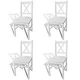 vidaXL 4 sillas Blancas de Comedor Hechas de Madera de Pino