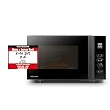 Toshiba MV-AM20T(BK) Microondas, 20 l, 800 W, 5 niveles de potencia, 12 programas, esmalte interior, fácil de limpiar, función de descongelación, plato giratorio de cristal (24,5 cm), negro