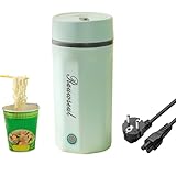 Hervidor eléctrico de viaje 500ml, mini taza térmica portátil, 3 en 1, mini termo 304, cuerpo de acero inoxidable, 220V (AC), tapa a presión, apagado automático, verde