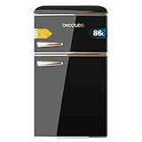 Cecotec Nevera Pequeña - Frigorífico 2 Puertas - Retro 86L - Bolero CoolMarket 2D Origin 86 Black E. 89,3cm de Alto y 48,7cm de Ancho, Clase Energética E, Icebox, Luz Interior y Tirador Cromado, Negro