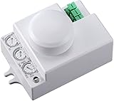 Garza Power - Detector de Movimiento Microondas Invisible, ángulo detección Regulable 180º / 360º, color Blanco