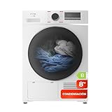 EVVO Secadora 8 kg condensación S8C, Clase energética B, Airfresh, Sensor de humedad, Antiarrugas, Inicio diferido (S8C Blanco)