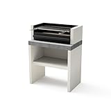 TUOZI - Barbacoa de Obra para Leña y Carbón Modelo PLAN 1 PLUS (Gris/Blanco - 78 x 47 x 102 cm) REF: 8025/2 - Uso en Exteriores