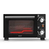 SOGO MINI HORNO 10 Litros | Tostador Eléctrico - Horno Pequeño de Sobremesa con Control de Temperatura 90-230º ℃ y Temporizador de 30 min | bandeja y Rejilla | Negro (SS-10530)