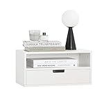 SoBuy NKD03-W Estante de Pared con 1 Cajón Estantería de Noche para Dormitorio Sala de Estar Estilo Moderno Blanco 45 x 25 x 22 cm ES