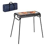 Todeco Barbacoa Portátil a carbón, Acero inoxidable y acero laminado en frío, parrilla Barbacoa desmontable con Gancho de Rejilla, Bolsa de transporte, para camping, picnic, jardín, playa, fiesta