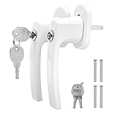 Avesteir 2 pcs Manilla Ventana Aluminio con Llave, manivela Puerta Blanco con Cerradura Seguridad para niños, Manija de Balcón con Tornillos, Adecuado para la mayoría de Las Ventanas (Blanco)