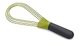 Joseph Joseph Twist Whisk- 2 en 1, batidor plano y de globo, Apto para ollas antiadherentes, Silicona, Gris / Verde