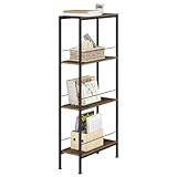 WOLTU Estanteria Almacenaje de 4 Niveles, Estanteria para Libros, Estanteria Industrial para Cocina, Salon y Dormitorio, Estructura Metal, Marrón Rústico + Negro, 50x20x110 cm, RGB53shm