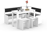 VCM Banco de Esquina Juego de Comedor Banco Mesa Taburetes Esal Maxi Blanco