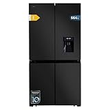 Cecotec Frigorífico Americano 4 Puertas Dark de 560 L Bolero CoolMarket 4D 564 Dark E. 183 cm de Alto, 91 cm de Ancho, Dispensador de Agua, Bajo Consumo, Motor Inverter Plus, Total NoFrost