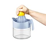 Exprimidor manual de cristal para limón, 300 ml, multifuncional, naranja, cítricos, limón, lima, frutas y frutas con fondo de cristal, exprimidor de limón para cocina, vierte jugo de exprimidor