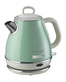 Ariete 2868/04 Hervidor 1 litro vintage, 2000 W, boquilla precisión, base 360º, resistencia oculta, indicador nivel agua, filtro metal, indicador encendido apagado, color verde