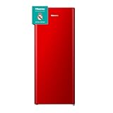 Hisense RR220D4BRE - Frigorífico Una Puerta, Congelador Freeze Zone, 165 L de capacidad, 128 cm alto, Class E, Botellero, Cycle Defrost (Cíclico), Cajón Frutas Y Verduras, Color Rojo