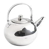 Hervidor silbante para camping, hervidor de acero inoxidable, tetera de cocina, estufa clásica pequeña de té, tetera portátil de hervir rápido, cafetera de agua, para café, leche, té (16 cm)