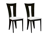 Vente-unique - Juego de 2 sillas Tiffany - Haya Masiva - Color: Wengué y Blanco