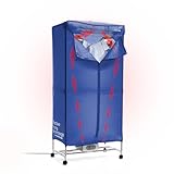 InnovaGoods® Secadora de ropa portátil, secadora con capacidad de 15Kg, Temporizador 30-180 min, Temperatura máx. 70ºC, tendedero secadora ropa con 4 ruedas para facilitar su movilidad. Azul