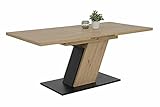 Hela Tische, Jeanette - Mesa de Comedor, Base Central, Material a Partir de Madera, decoración de Roble Artisan, Base Negra, Extensible, Apertura Sincronizada, 140-180 X 90 Cm