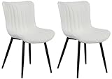 CLP Set De 2 Sillas De Comedor Largo con Base Metálica De 4 Patas I Butacas De Salón Tapizas En Polipiel o Terciopelo, Color:Blanco, Material:Cuero Sintetico