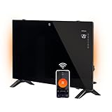 Mellerware - Radiador Eléctrico WIFI Bajo Consumo Cristal Warmy 2000W | 4 Modos Funcionamiento | 0-45ºC | Soporte Suelo/Pared | Programable Temporizador 24h | 81x48x21 Convector Autoapagado| APP