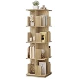 EUGAD Estantería para Libros Librería de Árbol Estante de Piso, de Oficina, Decorativo 360 ° Libremente Giratorio con 4 Niveles MDF Nature 39x39x128cm 0009SHG