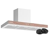 Klarstein ZenFusion T Campana Extractora - 90cm, 885 m³/h Boost, Motor CC 210W, A++ Eficiencia, LED 4000K, 47 dB Silenciosa, Táctil, Blanco, Recirculación & Filtro Carbón