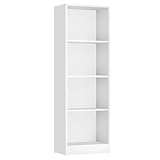 VASAGLE Biblioteca, Librería de 4 Niveles, Estantería Infantil, Estantería de Pie, para Salón, Estudio, Oficina, 40 x 24 x 121,5 cm, Blanco LBC104W
