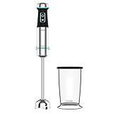 Cecotec Batidora de mano Power TitanBlack 1200 XL. 1200 W, Tecnología CrossBlades con cuchillas de 4 hojas, Pie XL, Campana antisalpicaduras, Selector de velocidad, Incluye vaso 800ml