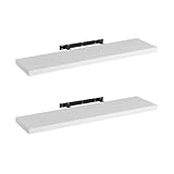 LOLAhome Set de 2 estantes de Pared flotantes de MDF Blanco Decorativo,Balda de Pared, De 23x100 cm para Salón, Cocina, Oficina, Dormitorio,Resistente