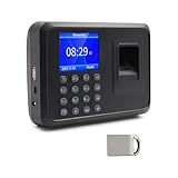 Máquina de Asistencia,Máquina Fichar de Asistencia Biométrica de Huella Dactilar con Sistema Española Pantalla LCD,Capacidad de 100.000 Registros,2.4 Pulgadas,con 8G Disco U (Negro)