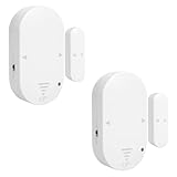 Cuteefun Alarma Puerta con Sirena, Sensor de Vibración de Rotura de Cristal de 2 Paquetes, 130dB Alarma Ventanas y Puertas, Alerta de Batería Baja, Sensor Apertura Puerta para el Hogar, Garaje