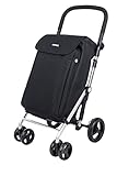 Carlett - Carro de la Compra, Carrito Plegable para Supermercado, Resistente, 4 Ruedas, Ligero, Manillar Regulable, con Freno, Gran Capacidad, Ideal para Compras Grandes – Lite Family, Color Negro