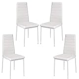 Pack 4 Sillas Lauter Polipiel - Set de Sillas de Comedor, Asiento y Respaldo Acolchado, Set de sillas de Comedor,SGS Tested,4 Piezas (Blanco)