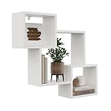 KUBUTKU Estantería Decorativa de Pared con 3 estantes 78 x 71 x 18 diseño escandinavo Moderna para salón Cocina Oficina Dormitorio baño estantería Colgante para presentación estantería (Blanco)