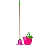 Vigar Juego de Fregona y Cubo para Niños, Set de Limpieza Infantil, Mopa de Microfibra y Cubeta para Trapear con Exprimidor, Trapeadores para Limpiar Piso, Lolaflor