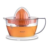 Sogo Exprimidor eléctrico de zumo de naranja y limón con 2 conos y tapa, automático, potente y silencioso, jarra 0,5 Litros, blanco, 40w (SS-5223)