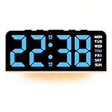 Reloj despertador digital, reloj despertador electrónico con 4 niveles de ajuste de brillo, luz ambiental, temperatura, alarma dual, fecha, semana, repetición de 12/24 horas, fácil de usar for el hoga