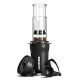 AeroPress Go Plus, cafetera portátil pequeña para viajes y camping, método de preparación 3 en 1 que combina prensa francesa, Pourover, espresso, café de cuerpo completo sin amargor, kit de prensa de